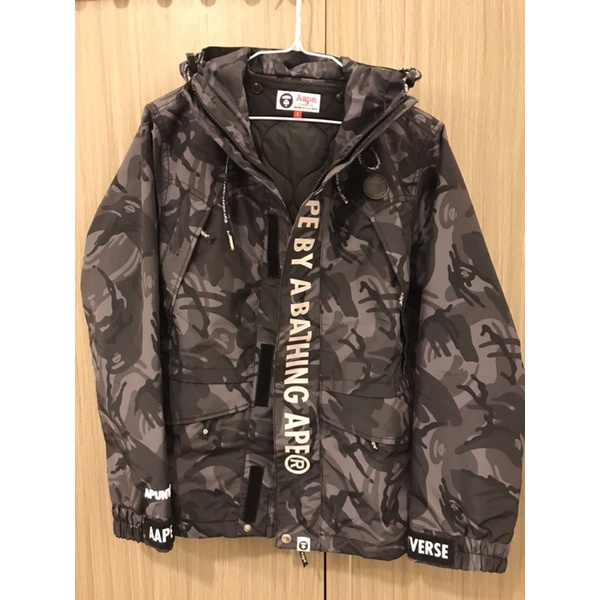 Bape 衝鋒外套 迷彩灰 3M反光字體 S 男女款