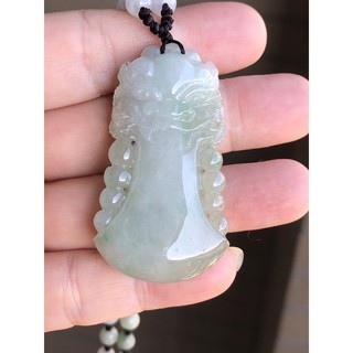 天然緬甸玉A貨 冰種龍斧翡翠玉墜珠鍊翡翠項鍊~AJ藝品