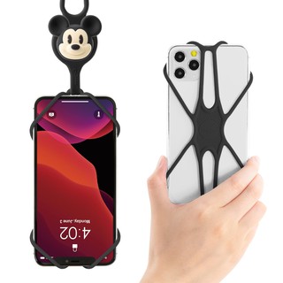 【買再送維尼熊逗扣】BONE 頸掛手機綁二代-黑色米奇 迪士尼 授權 防摔 旅行 手機掛繩 吊飾 手機繩 手機殼