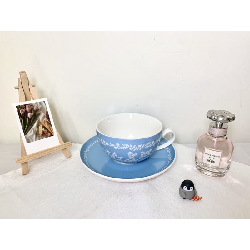 【瑕疵品】aunt stella詩特莉英式茶組/杯盤湯匙三件組/淺藍色/陶瓷