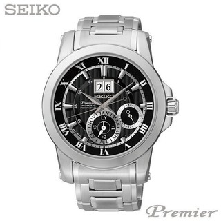 SEIKO SNP093J1《Premier人動電能自動追時萬年曆款》41mm/銀x黑面【第一鐘錶】 SK007