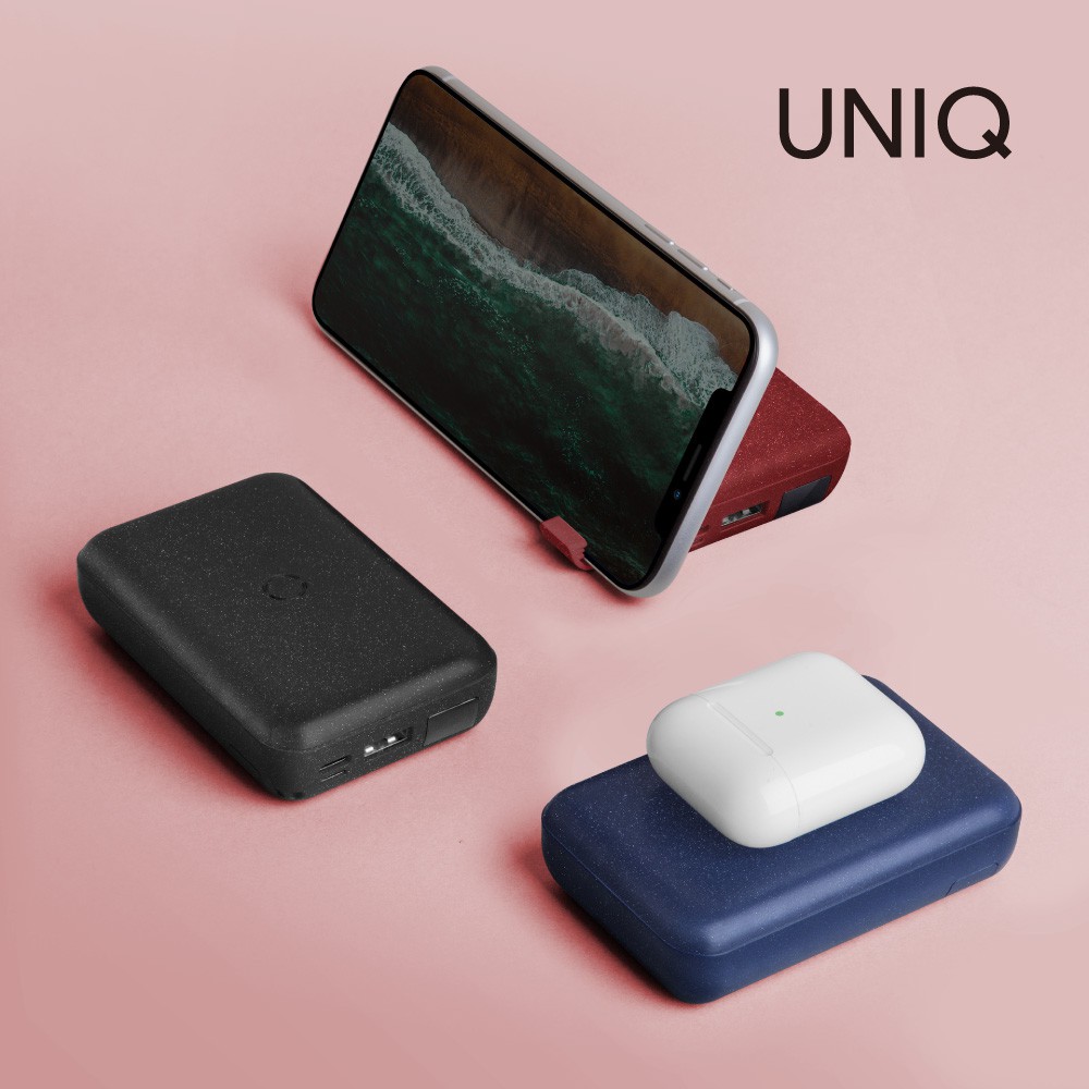 【UNIQ】無線快充帶支架螢幕行動電源 (HydeAir / 10000mAh )｜Qi 行動電源 快充 無線充電