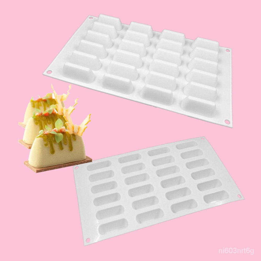 (台灣發貨）蛋糕模具-棒棒糖模具-硅膠模具-烘焙工具24連夾心慕斯蛋糕烘焙模具diy白色硅膠內陷甜品創意 手工皂翻糖模