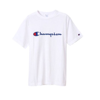 Champion 男藍草寫LOGO白短袖上衣 KAORACER C3-P302-010