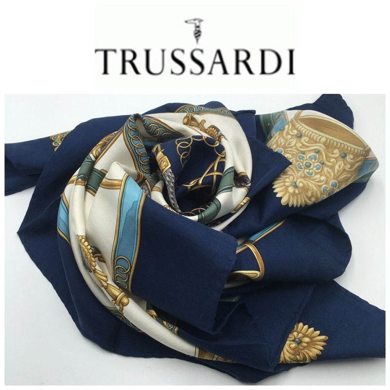 二手真品 TRUSSARDI 絲巾 領巾 手帕 Z436