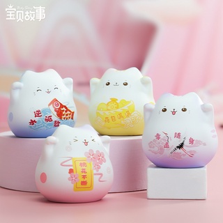JH現貨迷你小擺件 招財貓 可愛發財好運貓咪 樹脂公仔車用辦公桌面裝飾禮物拍攝道具水族裝飾 盆栽佈置園藝裝飾 微景觀造
