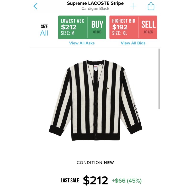 得割60% supreme & lacoste コラボカーディガン メンズ