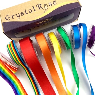 【Crystal Rose緞帶】彩虹混搭手感緞帶 Rainbow 緞帶組合/8入>>送燙金收納禮盒