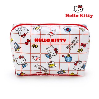 三麗鷗【 SAS日本限定 】HELLO KITTY 凱蒂貓 格紋可愛生活版 收納袋 / 化妝袋 / 化妝包