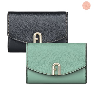 FURLA Primula金字LOGO荔枝紋/滑面拼接牛皮8卡扣式中夾(多色)
