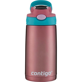 Contigo 兒童不銹鋼水瓶, 帶重新設計的自動噴管吸管 ,13 盎司, 打孔