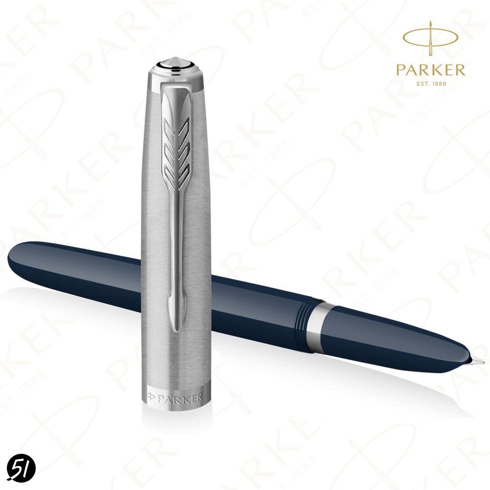 【PARKER】派克 51型 復刻 銀蓋藍桿 鋼筆 法國製造 附贈原廠墨水