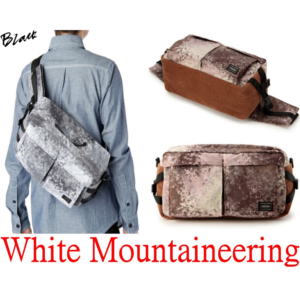 極新White Mountaineering × PORTER迷彩CORDUROY燈芯絨拼接WAIST白山WM側背大腰包