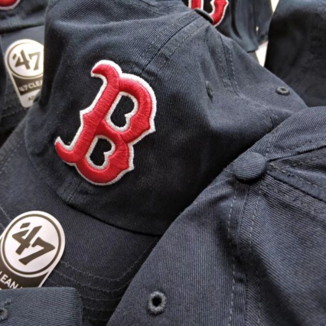 (現貨一頂)經典波士頓紅襪redsox老帽CAP棒球帽47brand鴨舌帽彎簷帽BBOY軟頂帽美式複古日韓後調式深藍色