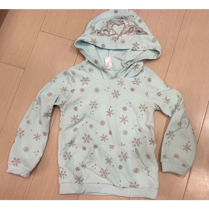 Carter’s 淡藍綠色 冰雪奇緣 雪花皇冠帽T 116公分（二手）