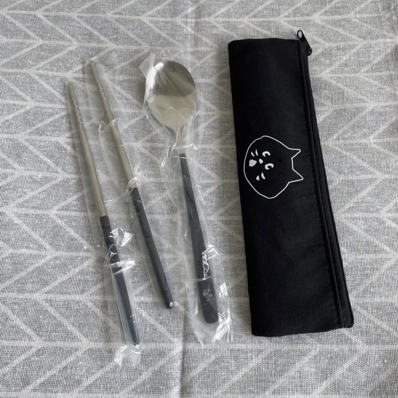 全新 NYA- 驚訝貓 生活餐具組 304不銹鋼 筷子湯匙組