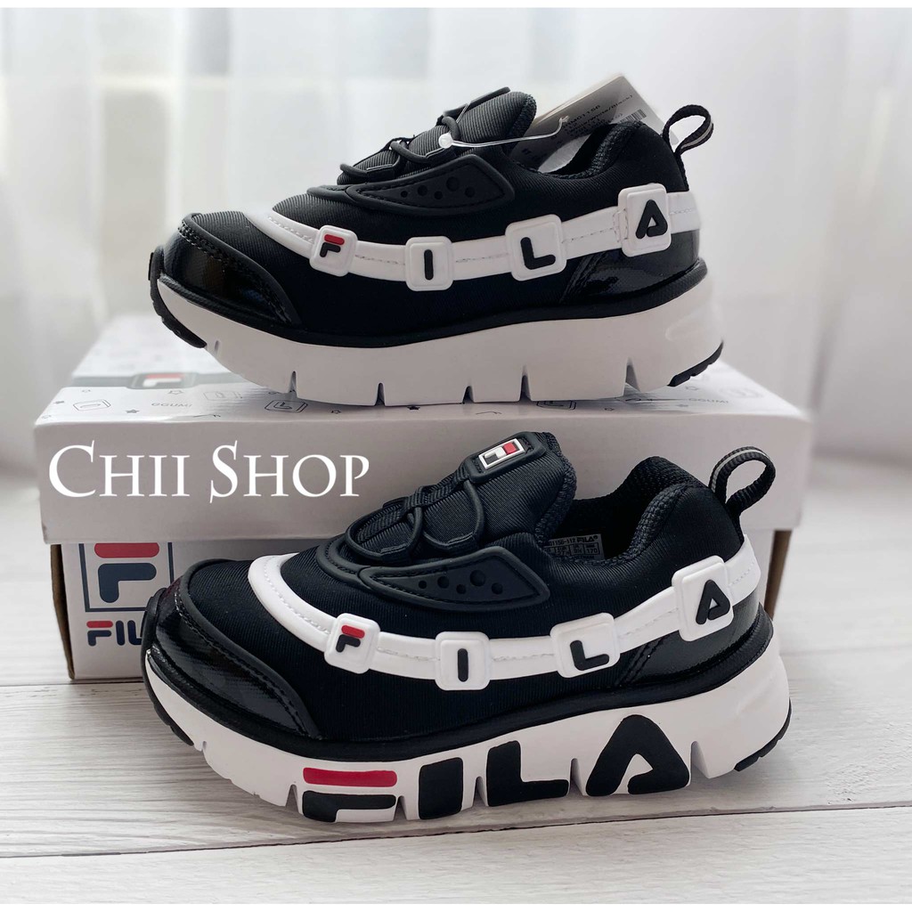【CHII】韓國 FILA GGUMI 童鞋 字母 黑色 老爹鞋 中童 大童 小童 藍白