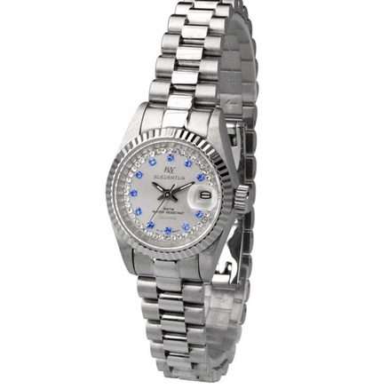 ROSDENTON 勞斯丹頓 女 銀炫時針 晶鑽機械腕錶-銀藍(6025LS-8)