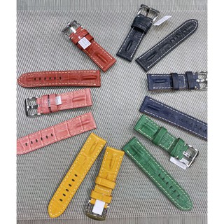 Aifeier TITO 仿鱷魚背脊骨牛皮壓紋錶帶多色任選 尺寸：24x22 22x20mm【神梭鐘錶】