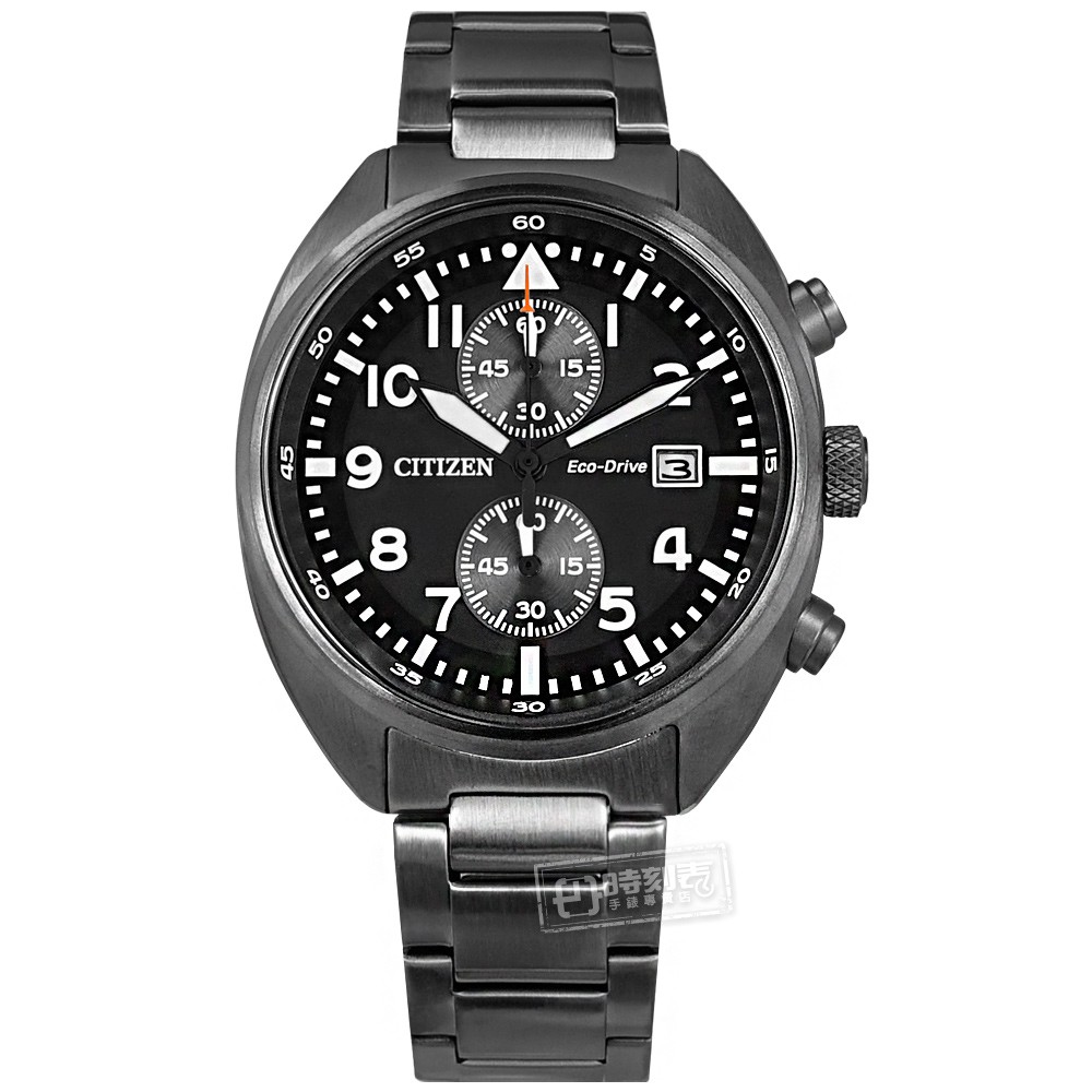 CITIZEN / 光動能 計時碼錶 日期 防水100米 不鏽鋼手錶 鍍灰 /  CA7047-86E / 42mm