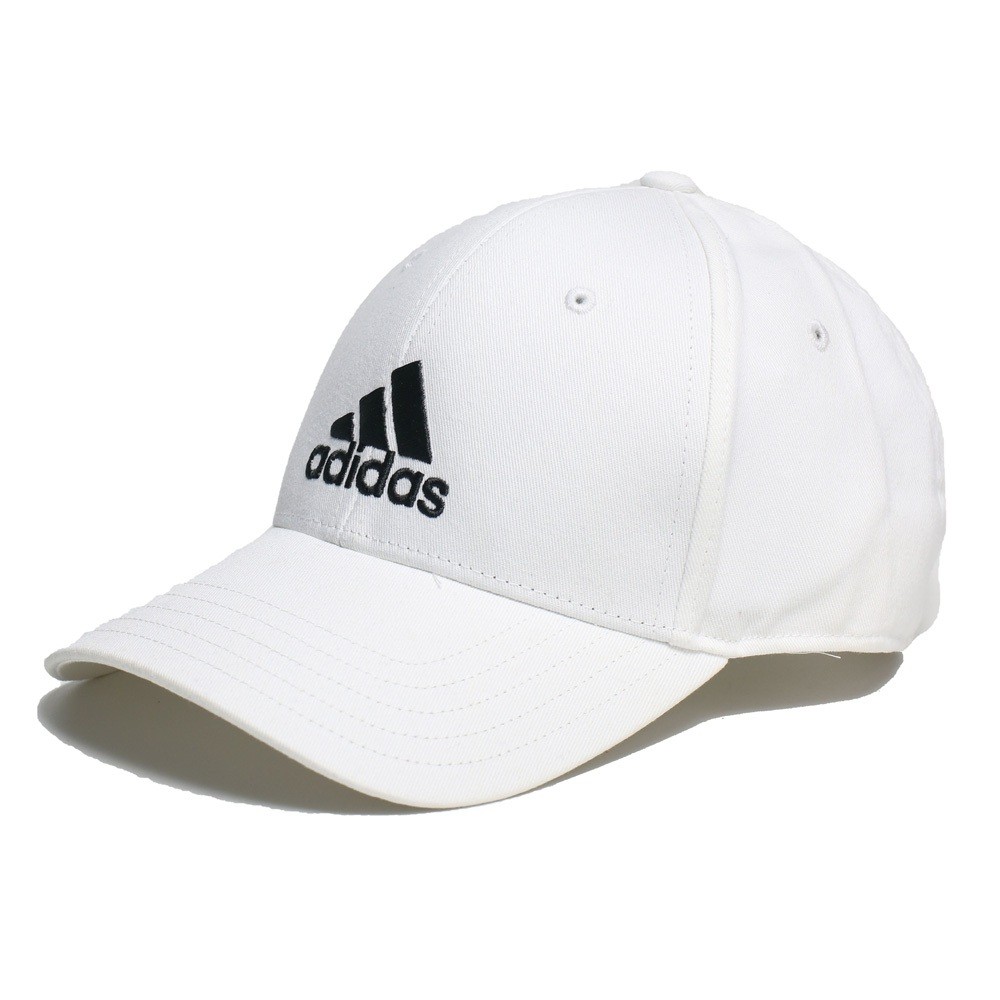 ADIDAS 白 刺繡黑 三線 老帽 基本款 棒球帽 情侶 男女 (布魯克林) FK0890