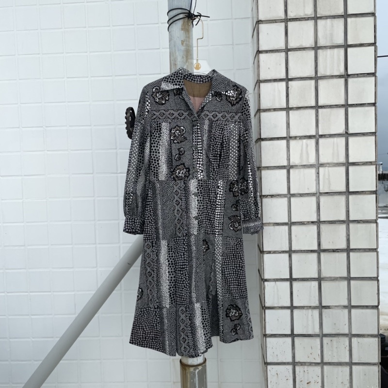 鳳梨罐頭|vintage：日本製長洋裝 約80s 古著裙
