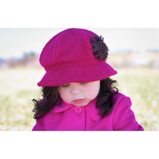 美國正品Fancy That Hats嬰幼兒保暖針織帽:玫瑰摩卡覆盆莓底
