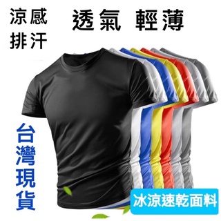涼感衣 吸濕排汗素T【臺灣現貨】短袖 t恤 上衣 ✸彈性柔軟~光滑觸感~透氣性佳 不易皺 不縮水 運動 休閒 登山 必備