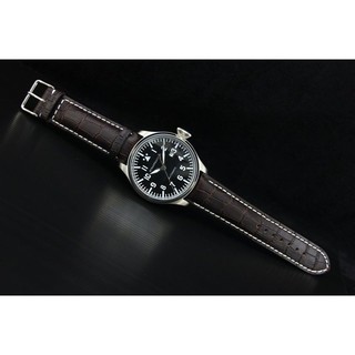 24mm加厚版義大利皮料,尖尾,高質感,咖啡色可替代Ar mani原廠錶帶之壓鱷魚皮紋錶帶