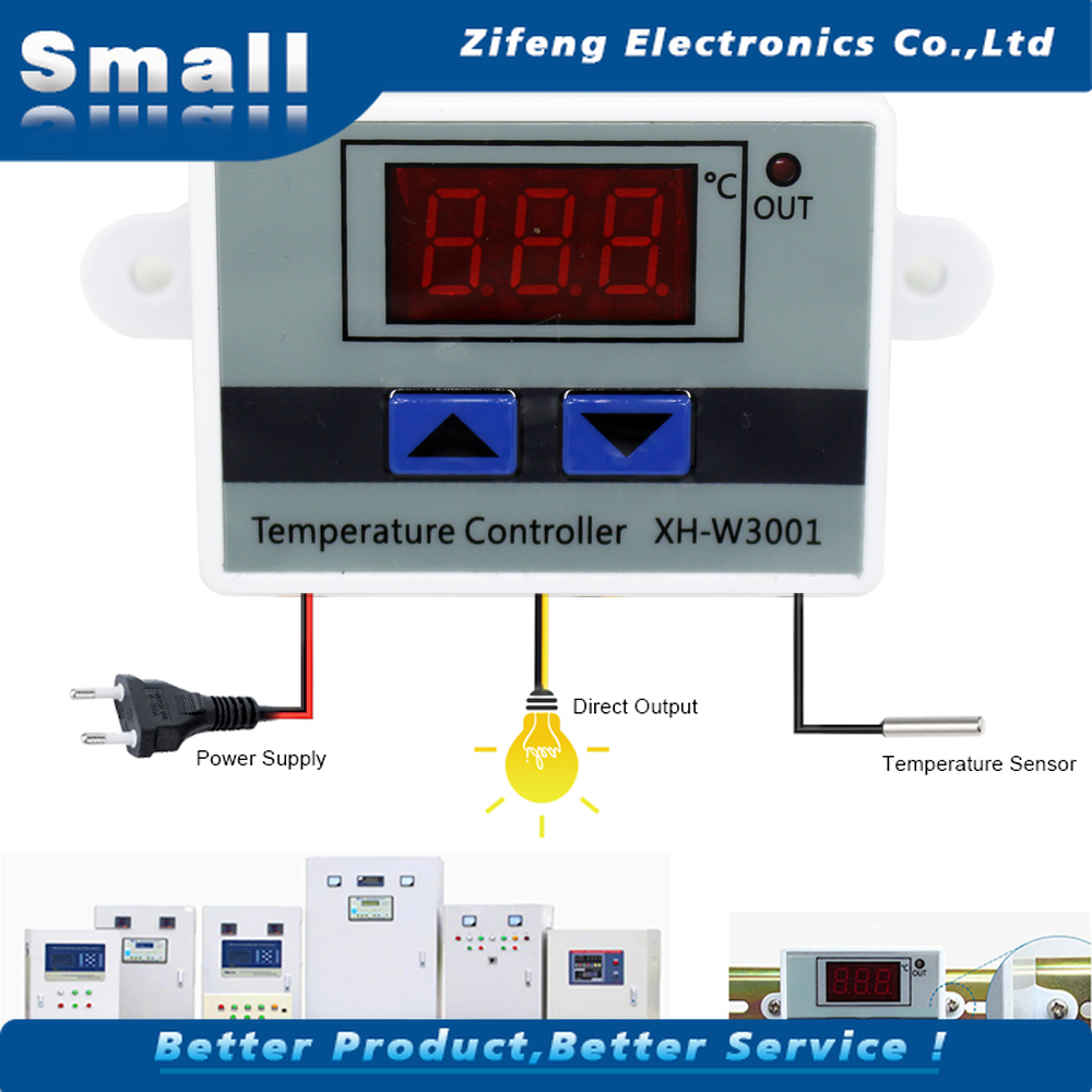 10a 12V 24V 220VAC 數字 LED 溫度控制器 XH-W3001 用於培養箱冷卻加熱開關恆溫器 NTC