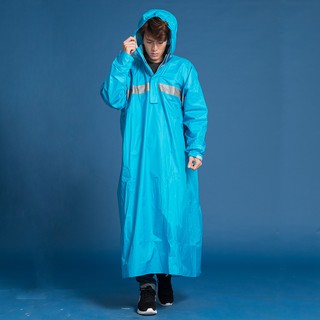【現貨+免運+送收納袋】BrightDay藏衫揹包太空連身式風雨衣-藍