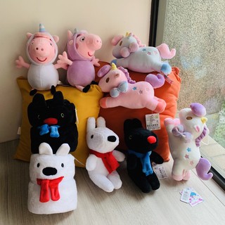 ❤Lika小舖❤現貨全新臺灣授權正版玩偶 粉紅豬小妹雙子星獨角獸造型卡斯柏玩偶娃娃布偶冷氣毯珍珠毯小捲毯