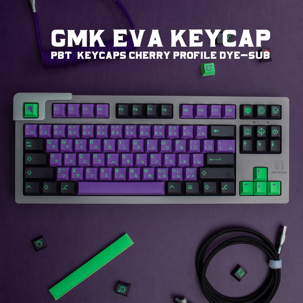 Pbt 129 鍵 EVA-01 鍵帽 Cherry Profile DYE-Sub 機械鍵盤鍵帽適用於 MX 開關