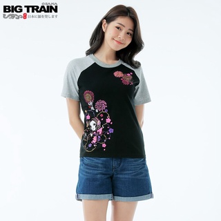 BIG TRAIN 蝶姬拉克蘭袖彈性女T-黑 B85272