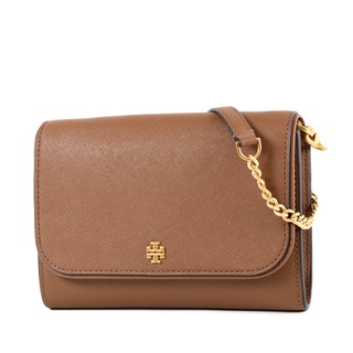 TORY BURCH 防刮十字紋翻蓋鍊帶斜背WOC包-焦糖色【美國正品 現貨】