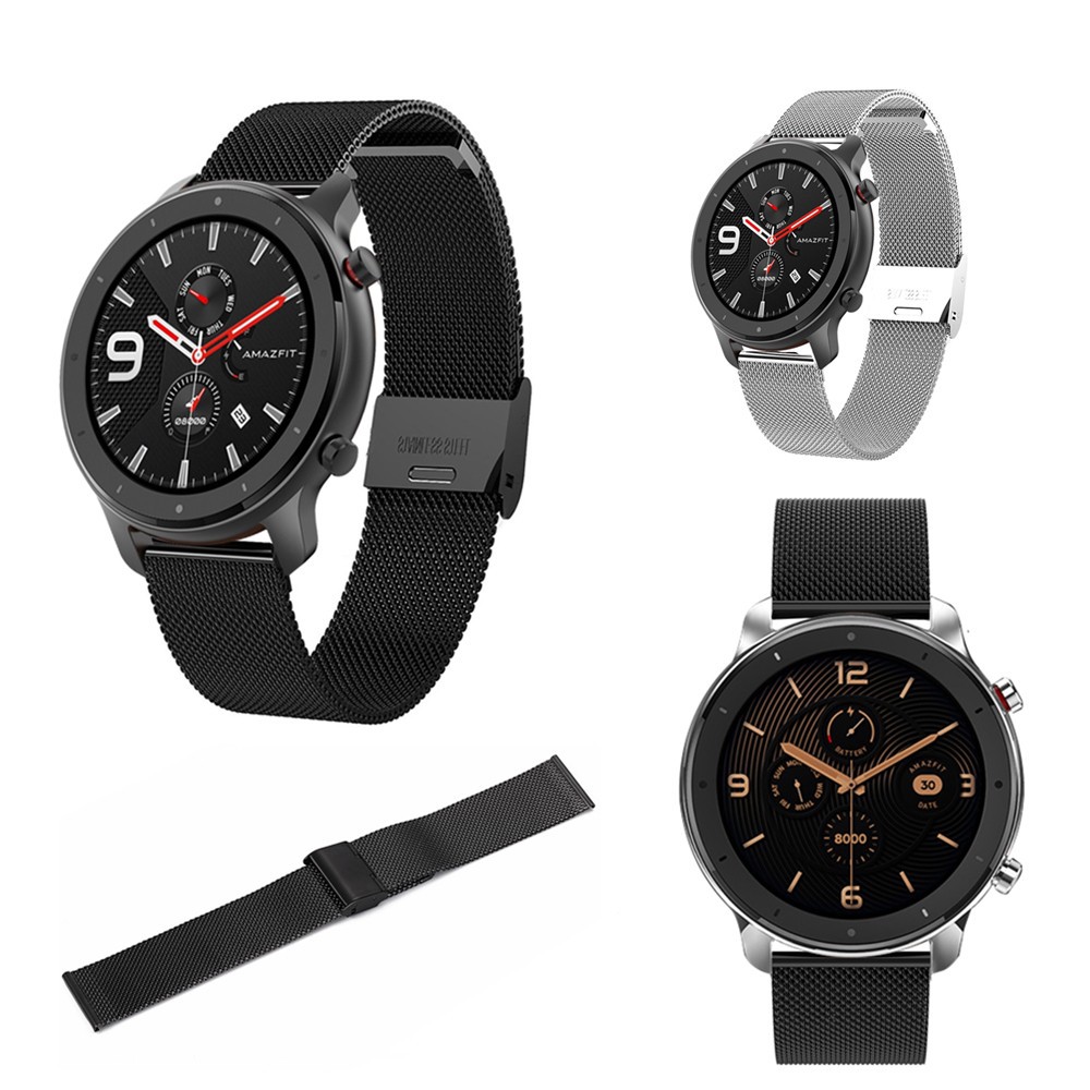 新品 華米Amazfit GTR 42mm 47mm錶盤適用20mm 22mm錶帶 金屬不鏽鋼替換錶帶 金屬卡扣替換腕帶