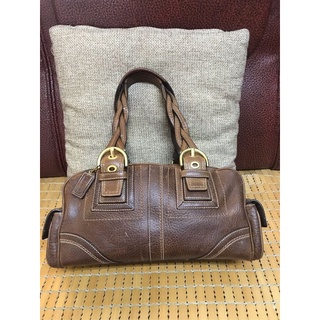 120❤️Coach真品正品 皮質紮實 咖啡色 手提包 側揹包 波士頓包 厚磅牛皮 皮標吊飾 絕版珍藏骨董古董 復古老包