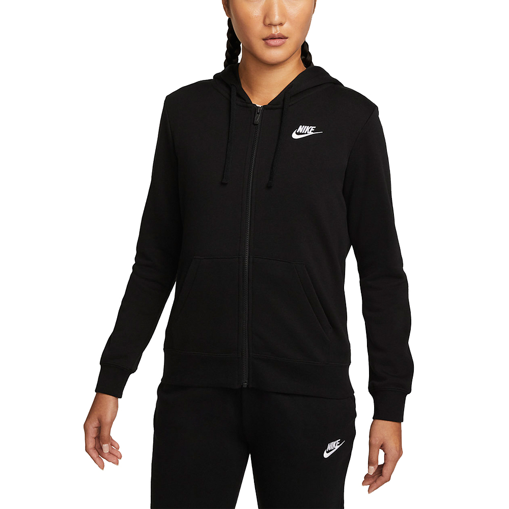 NIKE 女AS W NSW CLUB FLC FZ HOODIE ST 刷毛 連帽外套-DQ5472-010 廠商直送