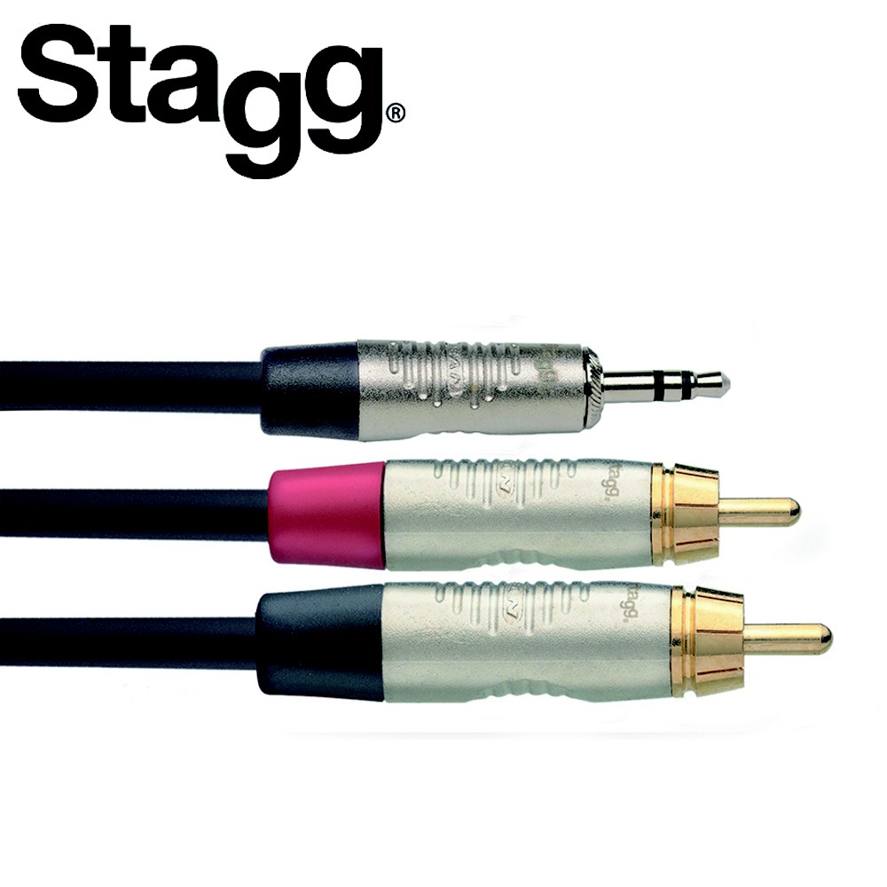 STAGG NYC3/MPS2CMR 3M Y型音源線 3.5mm 立體聲公頭 對 雙RCA公頭【敦煌樂器】