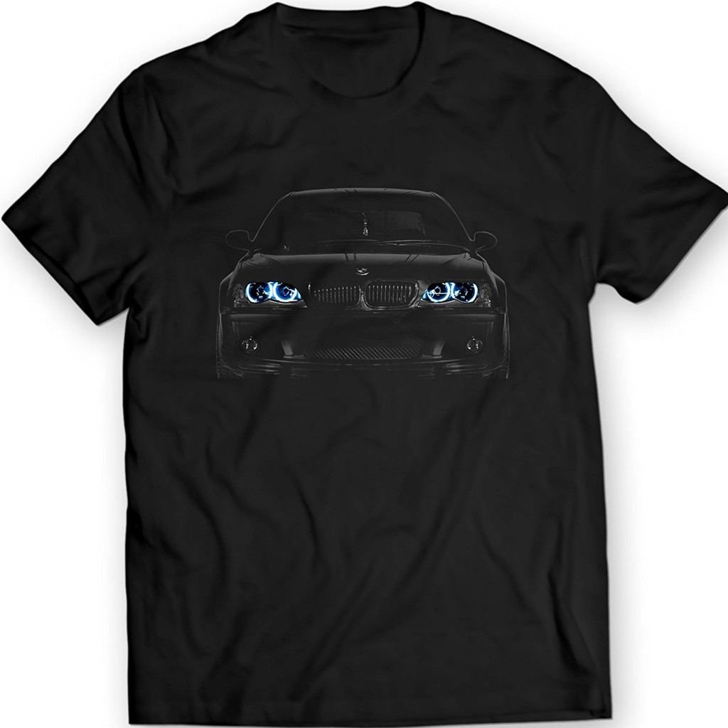 復古 潮牌 短袖 男生T恤男風中國風新德國車寶馬E46藍色天使眼大燈B時尚短袖