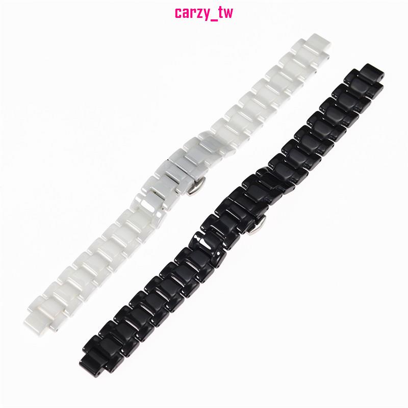 特價現貨~【原裝品質】陶瓷錶帶適用於唐可娜兒DKNY手錶陶瓷錶帶黑色白色14x8mm錶鏈配件