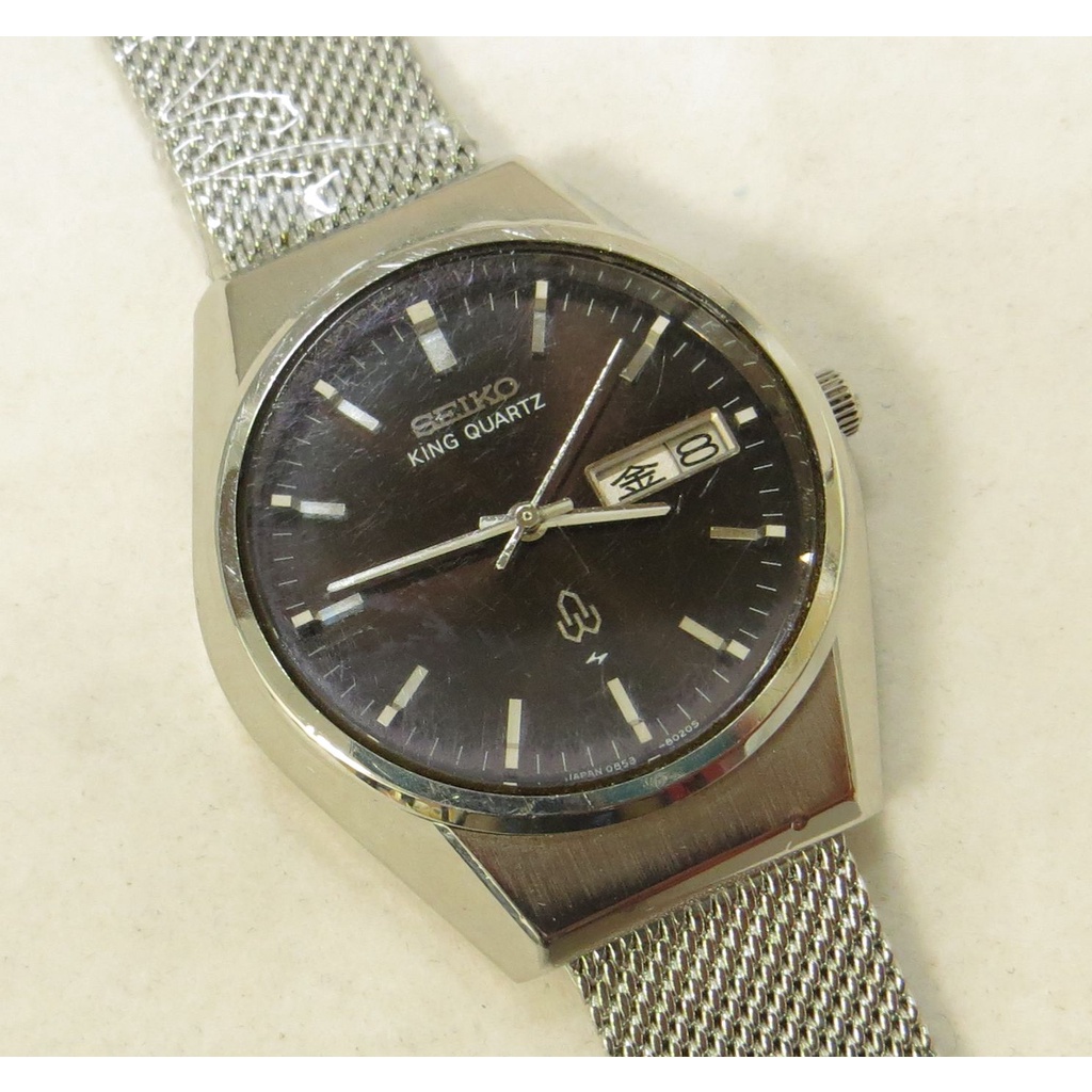 ੈ✿ 精工錶 SEIKO KING QUARTZ 日本製 頂級石英錶 諏訪廠出品 黑色錶盤 全鋼錶款 大三針 日期 星期