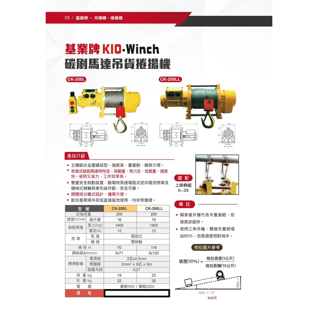 WIN 五金 基業牌 高揚程 碳刷式吊磚機 CK-系列吊車 高樓小吊車 小金剛 電動吊車 捲揚機 鋼索吊車 天車 高揚