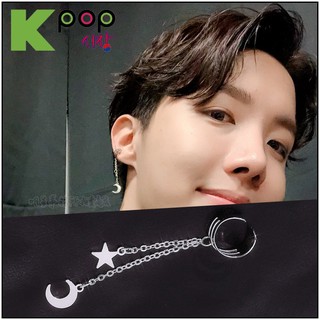 ❌免運❌ 鄭號錫同款韓國耳掛耳環 ASMAMA 防彈少年團 BTS 號錫 JHOPE 同款星月長鏈耳骨夾式耳環 耳夾耳環