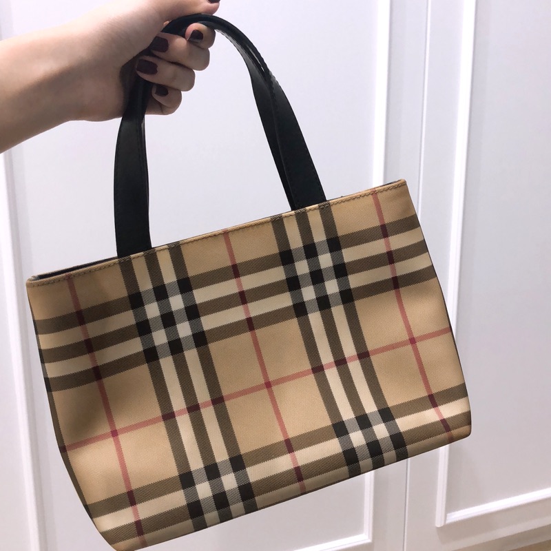 二手95新 Burberry 巴宝莉 格纹帆布手提包巴宝莉格子女包二手奢侈品 图片价格品牌报价 京东