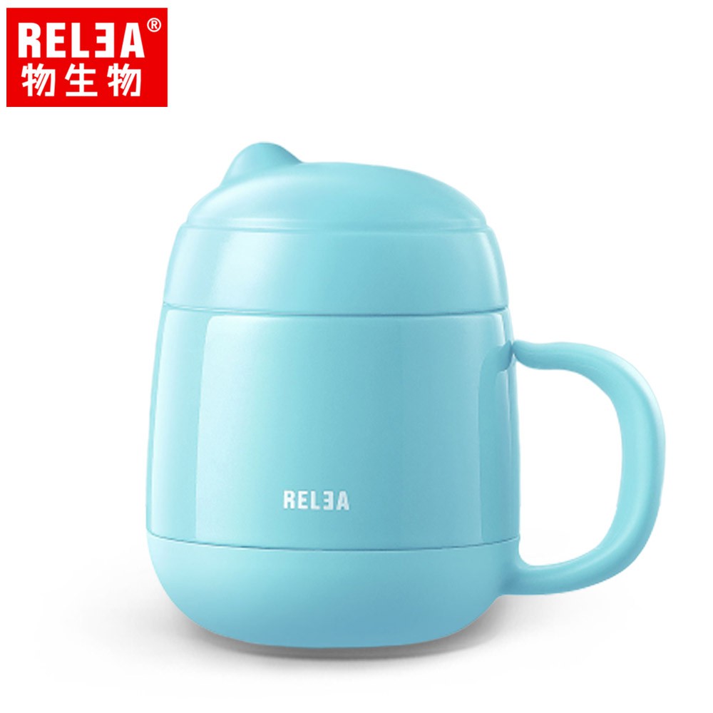 RELEA 物生物 320ml 新款 獨角獸 316不鏽鋼保冷保溫杯 - 附茶隔 (冰晶藍)