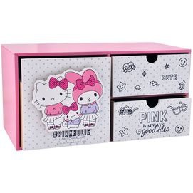 【晶品生活廣場】正版 木製 Hello Kitty 立體 綜合橫式三抽盒 收納櫃 KT-630036