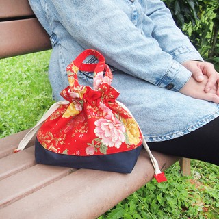 客家花布 束口手提袋 手工 日式 手提袋 束口袋 外出袋 便當袋 萬用袋 姊妹禮 生日禮物【美滋滋手作雜貨舖】