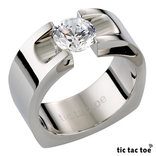 tic tac toe OUTLET精選 璀璨白鋼大鋯石女戒指 現貨