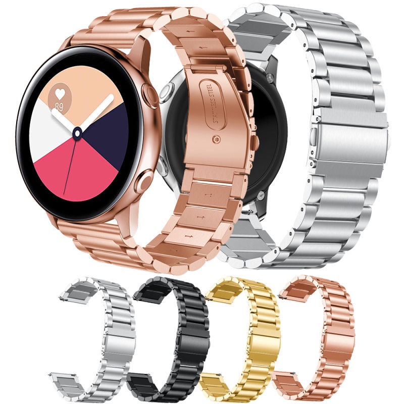 三星galaxy watch錶帶 S4運動錶帶硅膠金屬三株鋼帶錶帶42/46MM潮